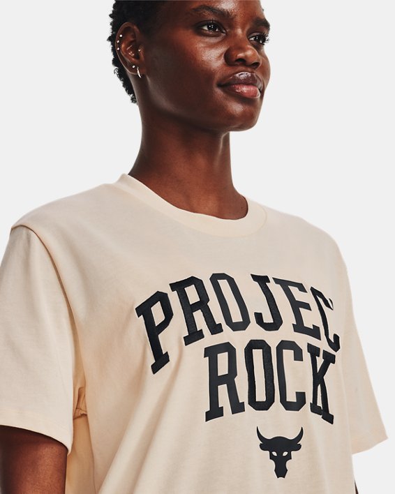 Women's Project Rock Heavyweight Campus T-Shirt, Orange, pdpMainDesktop image number 3